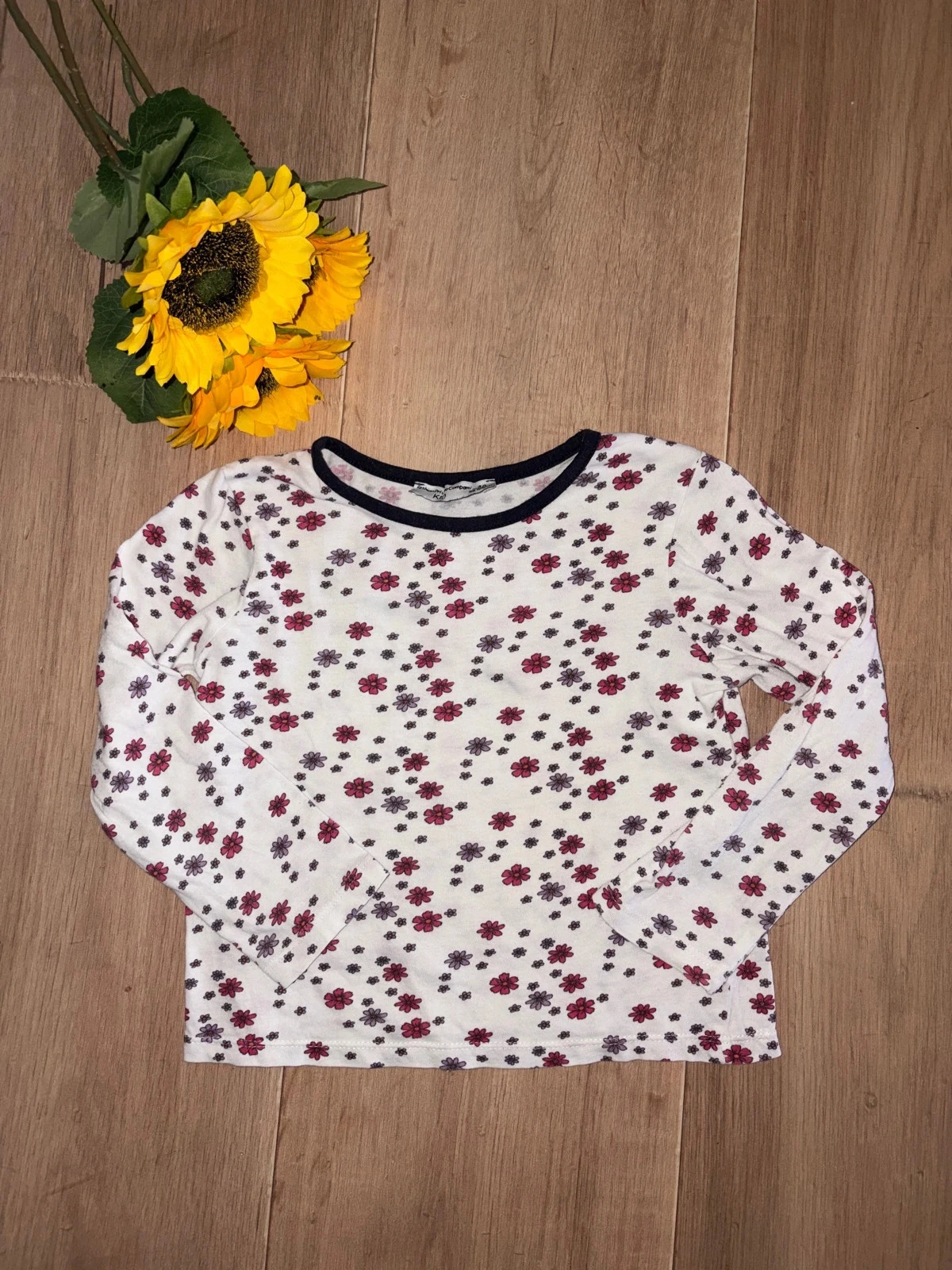 T-shirt à manches longues blanc à fleurs FPC taille 4 ans